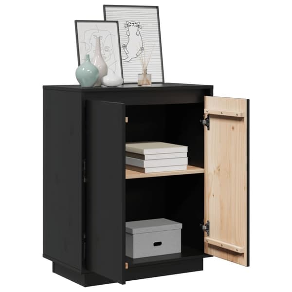 vidaXL skænk 60x34x75 cm massivt fyrretræ sort