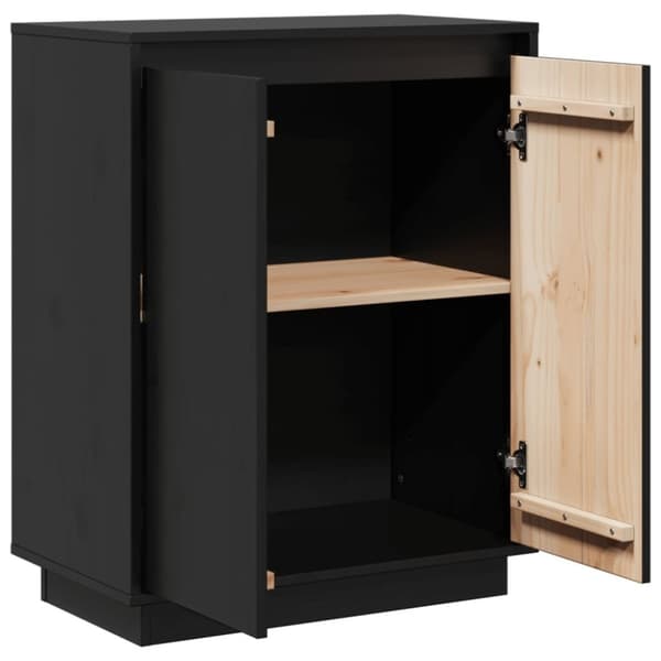 vidaXL skænk 60x34x75 cm massivt fyrretræ sort