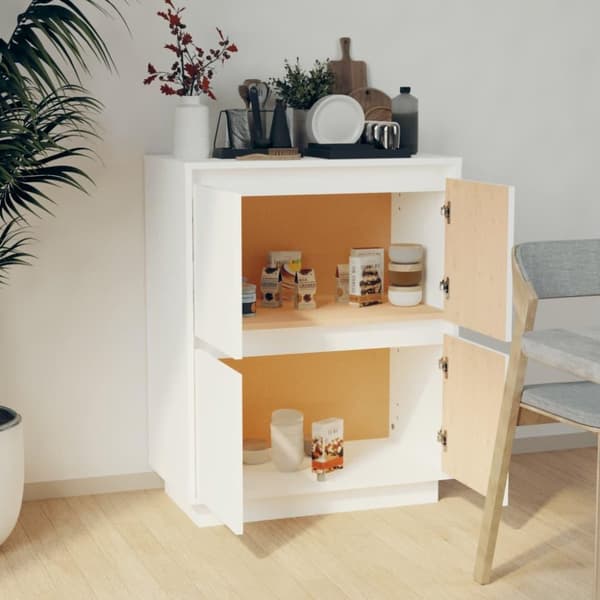 vidaXL Skjenk hvit 60x34x75 cm heltre furu