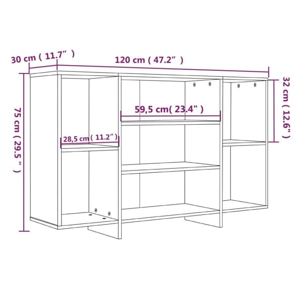 vidaXL Senkki savutammi 120x30x75 cm tekninen puu