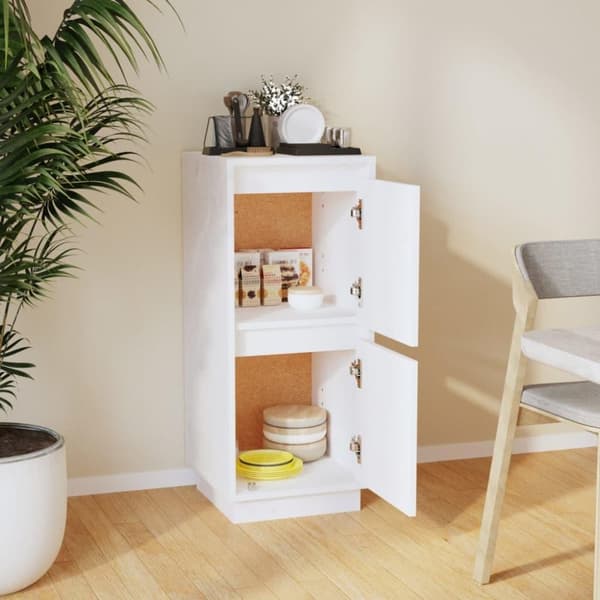 vidaXL Skjenk hvit 31,5x34x75 cm heltre furu