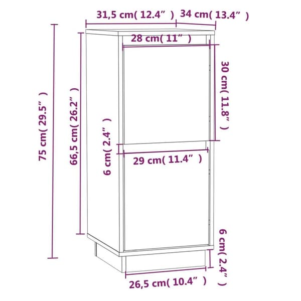 vidaXL Skjenker 2 stk 31,5x34x75 cm heltre furu