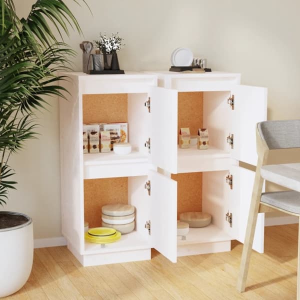 vidaXL Skjenker 2 stk hvit 31,5x34x75 cm heltre furu