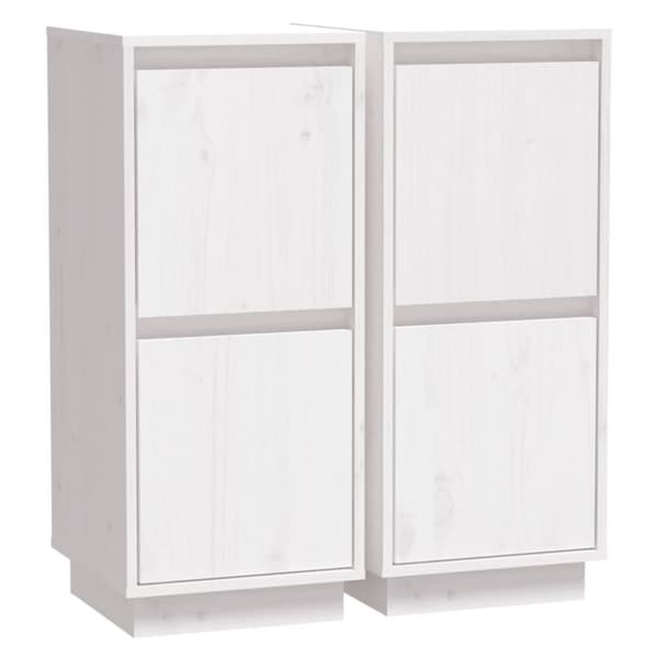 vidaXL Skjenker 2 stk hvit 31,5x34x75 cm heltre furu