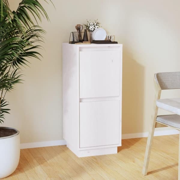 vidaXL skænk 31,5x34x75 cm massivt fyrretræ hvid