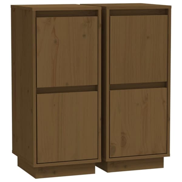 vidaXL skænke 2 stk. 31,5x34x75 cm massivt fyrretræ gyldenbrun