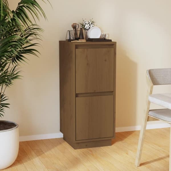 vidaXL skænk 31,5x34x75 cm massivt fyrretræ gyldenbrun