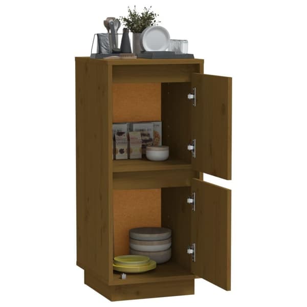 vidaXL skænk 31,5x34x75 cm massivt fyrretræ gyldenbrun