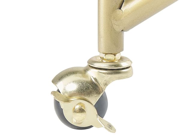 Serveringsvagn Guld Metall Glas 50 x 34 cm Glamour Hjul Öppen Förvaring Tre hyllor Vardagsrum