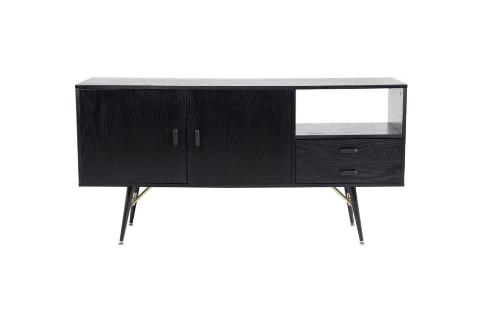 Gold skänk 2 dörrar, 2 lådor, 1 hylla, svart.