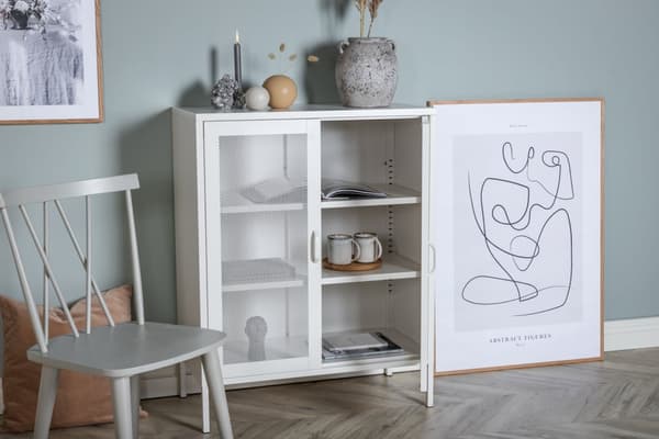 Misha skænk 2 låger, 3 hylder, hvid.