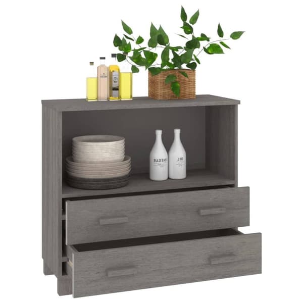 vidaXL Byrå HAMAR ljusgrå 85x35x80 cm massiv furu