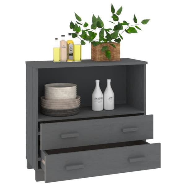 vidaXL Byrå HAMAR mörkgrå 85x35x80 cm massiv furu