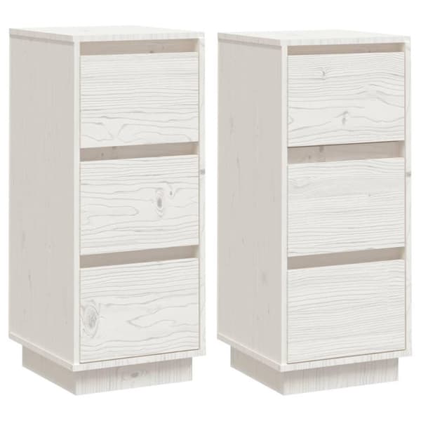 vidaXL skænke 2 stk. 32x34x75 cm massivt fyrretræ hvid