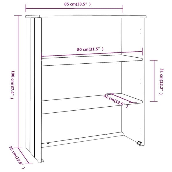 vidaXL Överdel till högskåp HAMAR honungsbrun 85x35x100 cm massiv furu