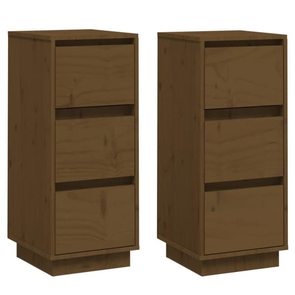 vidaXL Skjenk 2 stk honningbrun 32x34x75 cm heltre furu