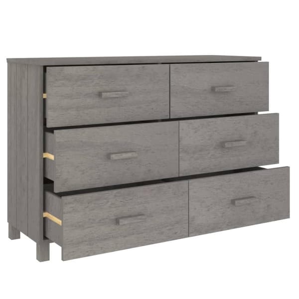 vidaXL skænk HAMAR 113x40x80 cm massivt fyrretræ lysegrå