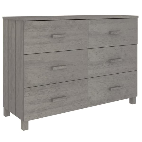 vidaXL skænk HAMAR 113x40x80 cm massivt fyrretræ lysegrå