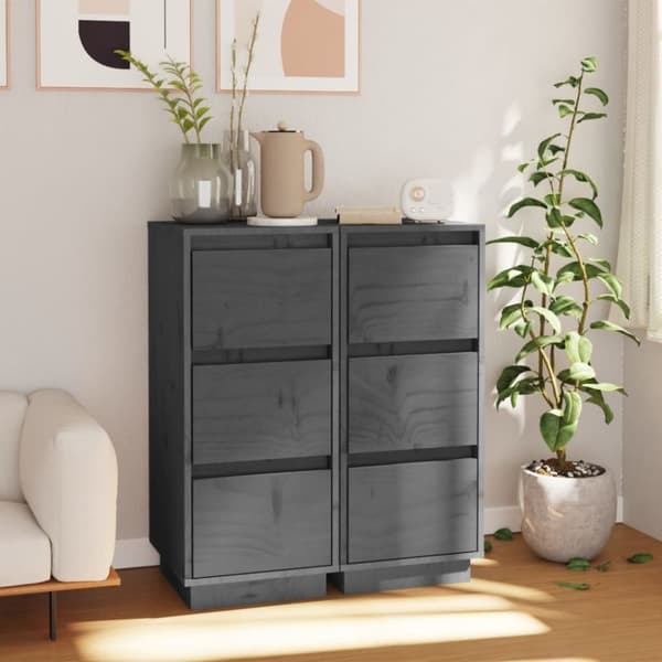 vidaXL Senkit 2 kpl harmaa 32x34x75 cm täysi mänty