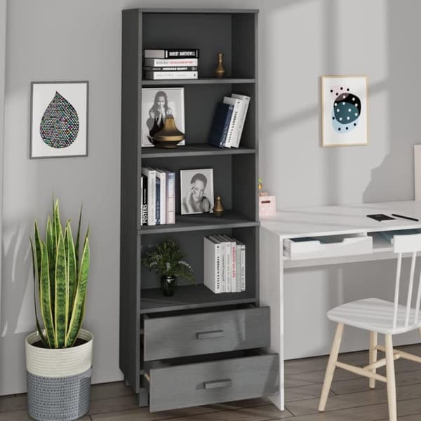 vidaXL Highboard HAMAR mørkegrå 60x35x180 cm heltre furu
