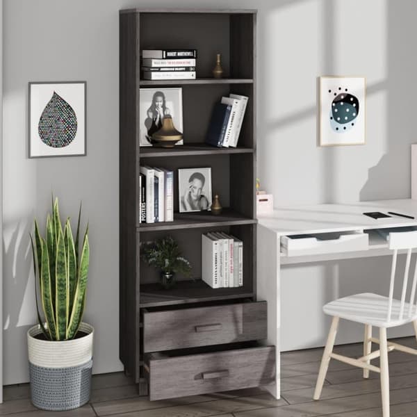 vidaXL højskab HAMAR 60x35x180 cm massivt fyrretræ lysegrå