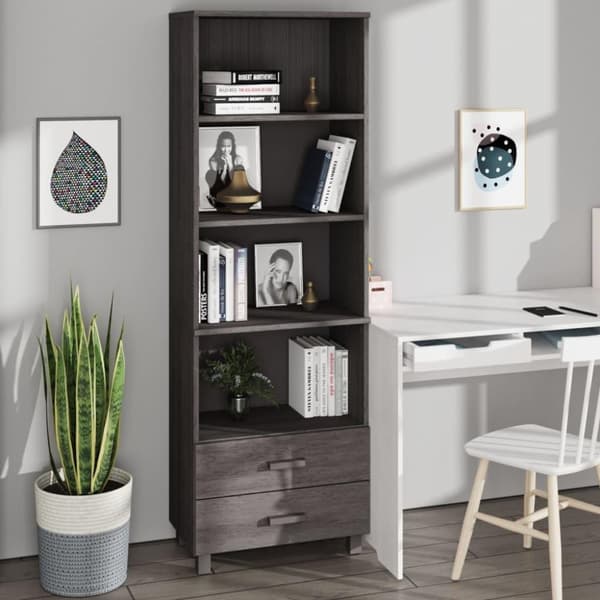 vidaXL højskab HAMAR 60x35x180 cm massivt fyrretræ lysegrå