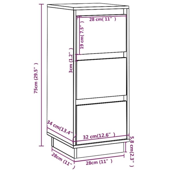 vidaXL Senkit 2 kpl 32x34x75 cm täysi mänty