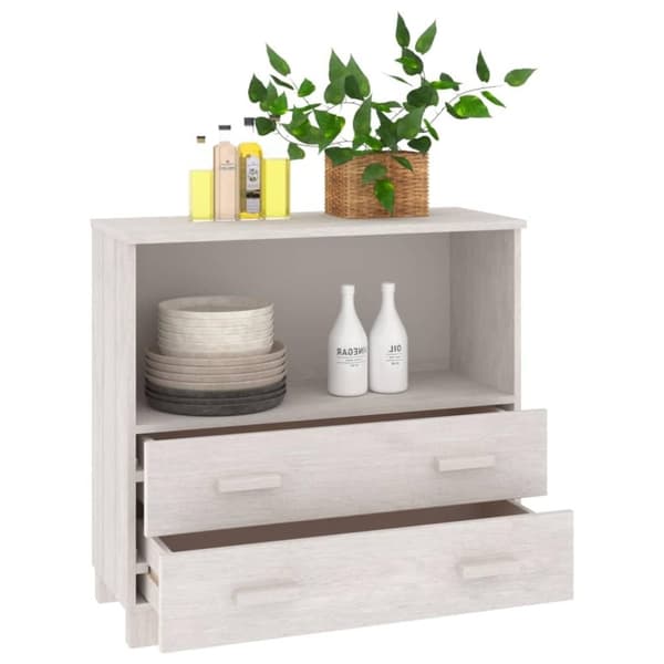vidaXL Skjenk HAMAR hvit 85x35x80 cm heltre furu