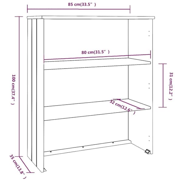 vidaXL Yläkaappi HAMAR valkoinen 85x35x100 cm täysi mänty