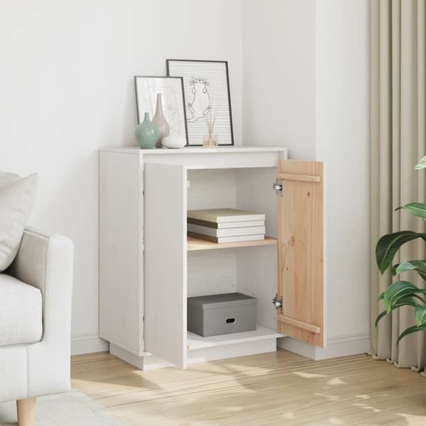 vidaXL Skjenk hvit 60x34x75 cm heltre furu