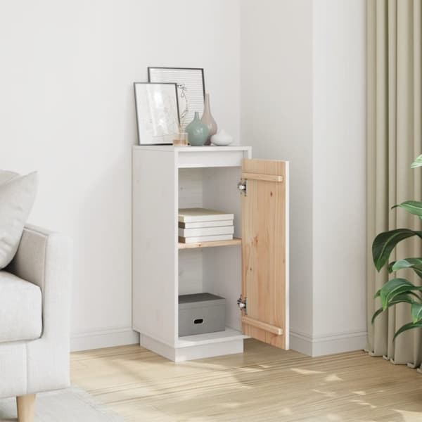 vidaXL Skjenk hvit 31,5x34x75 cm heltre furu