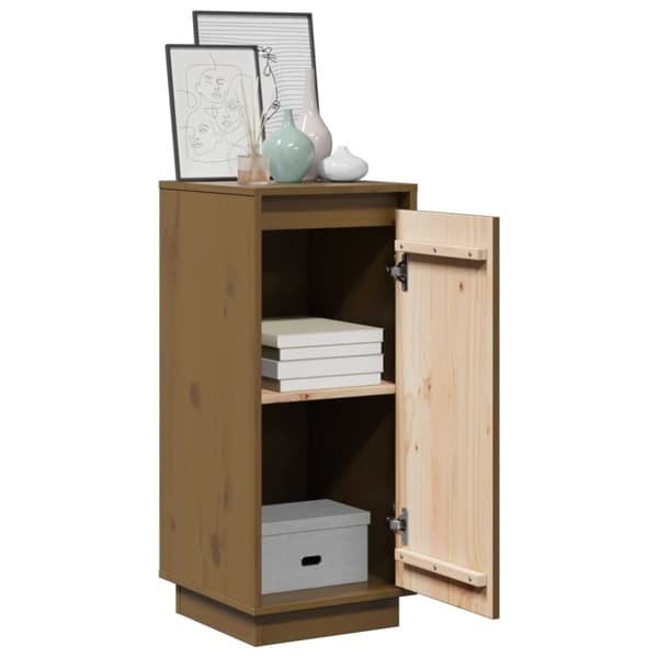 vidaXL skænk 31,5x34x75 cm massivt fyrretræ gyldenbrun