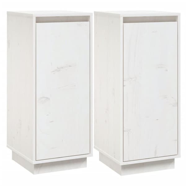 vidaXL skænke 2 stk. 31,5x34x75 cm massivt fyrretræ hvid
