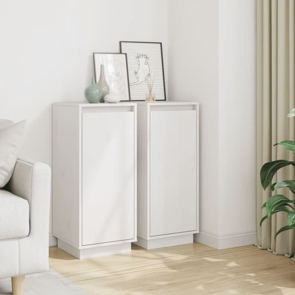 vidaXL skænke 2 stk. 31,5x34x75 cm massivt fyrretræ hvid