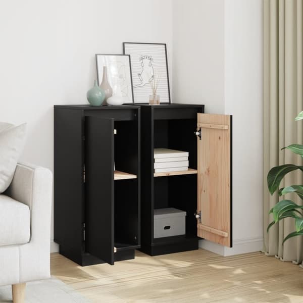 vidaXL Senkit 2 kpl musta 31,5x34x75 cm täysi mänty