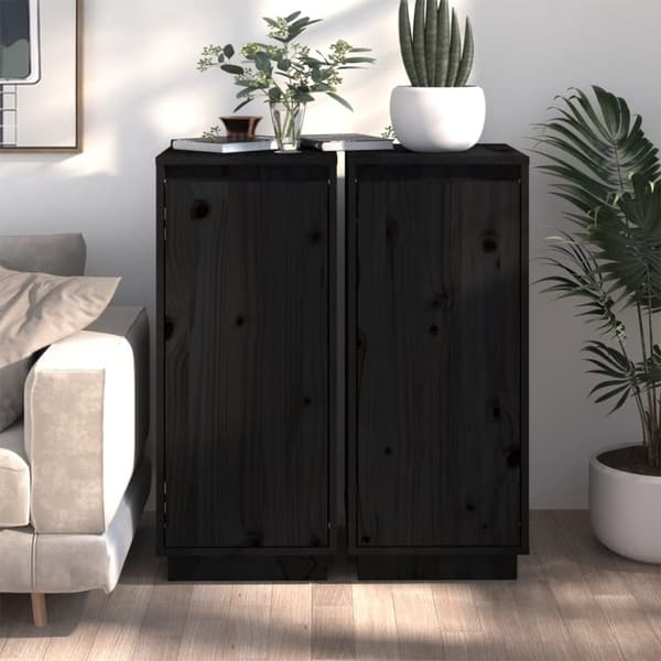 vidaXL Senkit 2 kpl musta 31,5x34x75 cm täysi mänty