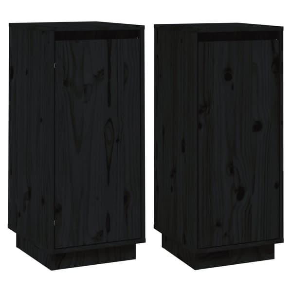 vidaXL Skjenker 2 stk svart 31,5x34x75 cm heltre furu