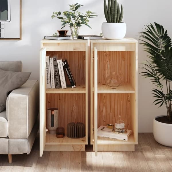 vidaXL skænke 2 stk. 31,5x34x75 cm massivt fyrretræ