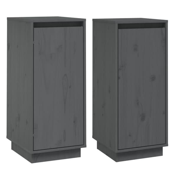 vidaXL skænke 2 stk. 31,5x34x75 cm massivt fyrretræ grå