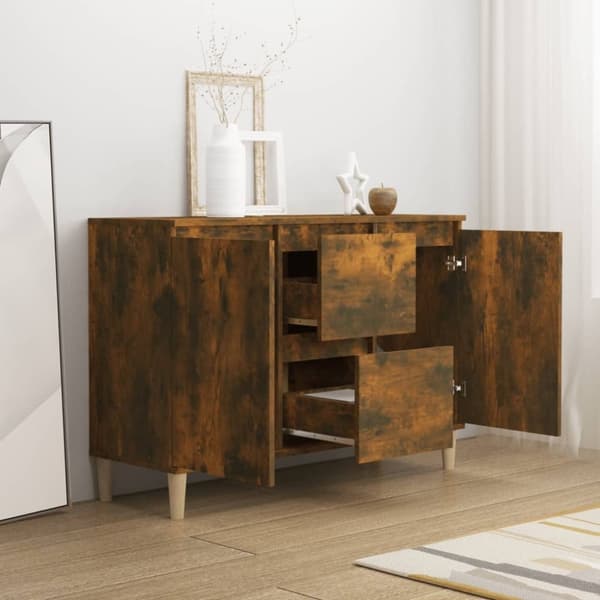 vidaXL Skjenk røkt eik 101x35x70 cm konstruert tre