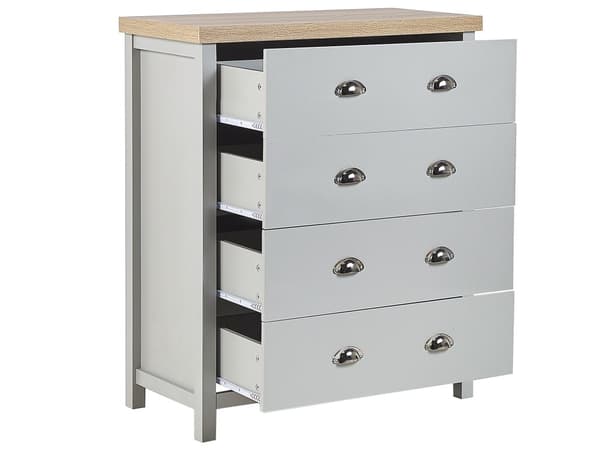 Lipasto vaaleanharmaa vaalea puu lastulevy 79 x 39 x 95 cm laatikoilla perinteinen tyyli