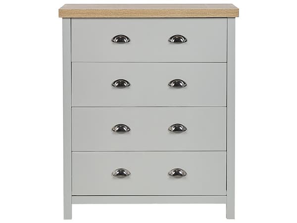 Lipasto vaaleanharmaa vaalea puu lastulevy 79 x 39 x 95 cm laatikoilla perinteinen tyyli
