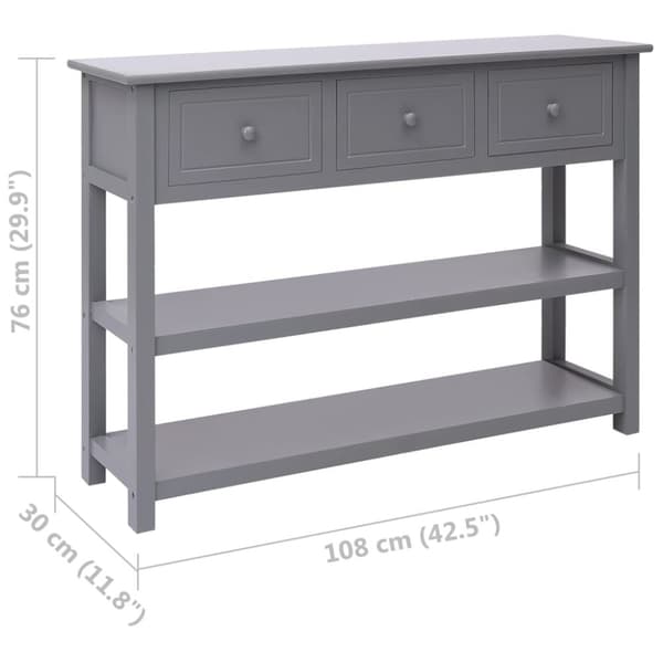 vidaXL Senkki harmaa 108x30x76 cm täysi keisaripuu