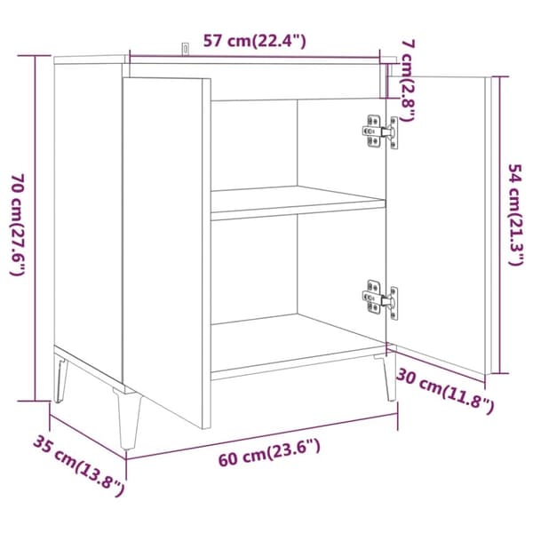 vidaXL Skjenk brun eik 60x35x70 cm konstruert tre