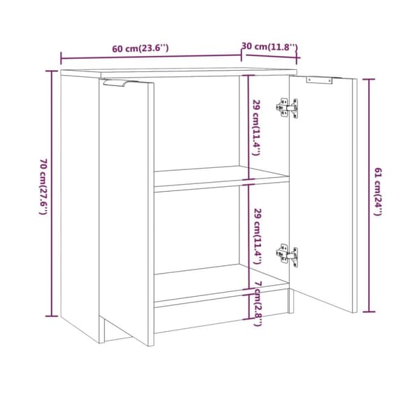 vidaXL Skåp vit 60x30x70 cm konstruerat trä