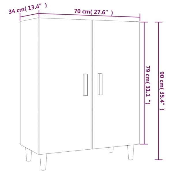 vidaXL Skjenk røkt eik 70x34x90 cm konstruert tre