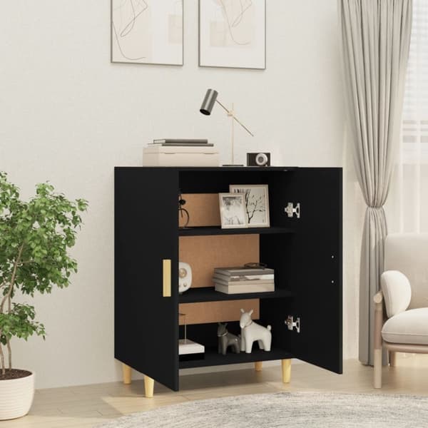 vidaXL Skjenk svart 70x34x90 cm konstruert tre