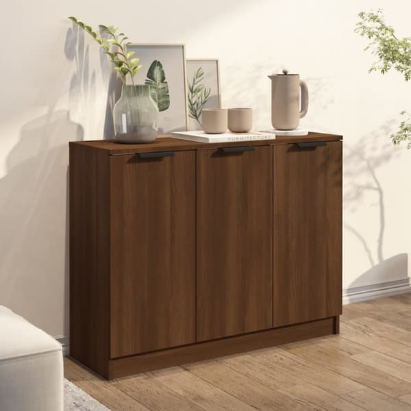 vidaXL skænk 90,5x30x70 cm konstrueret træ brun egetræsfarve