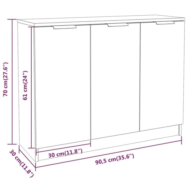 vidaXL Senkki harmaa Sonoma 90,5x30x70 cm tekninen puu