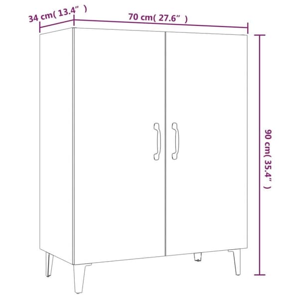 vidaXL skænk 70x34x90 cm konstrueret træ røget egetræsfarve